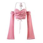 Bell-sleeve Off-shoulder Halter Neck Blouse
