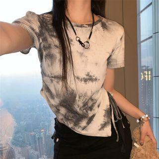 Tie-strap Irregular Cropped T-shirt