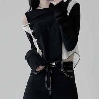 Panel Long-sleeve Crop Top