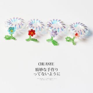 Flower Faux Crystal Coil Hair Tie