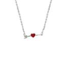 Sterling Silver Heart Arrow Necklace Red Heart - Silver - One Size