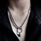 Alloy Star & Bar Pendant Layered Necklace 1 Pc - Necklace - Silver - One Size