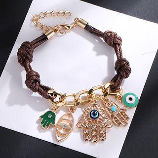 Eye & Hand Woven Cord Bracelet 10447 - 01 - Gold - One Size
