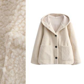 Single Breasted Fleece Hooded Jacket