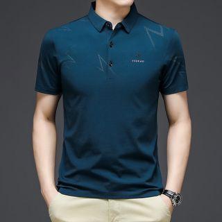 Short-sleeve Collar Lightning Bolt Print T-shirt