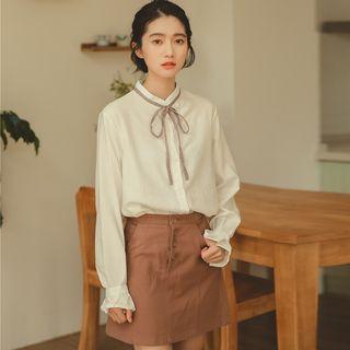 Tie-neck Shirt White - One Size