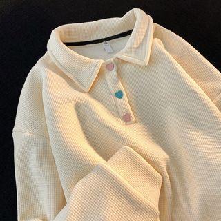 Heart Henley Polo Sweatshirt