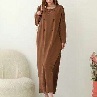 Double-button Long Shift Dress