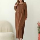 Double-button Long Shift Dress
