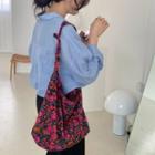 Floral Print Canvas Tote Bag As Shown In Figure - One Size