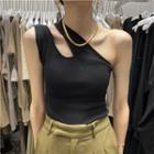 Cap Sleeve One Shoulder Asymmetrical T-shirt
