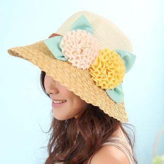 Flower Two Tone Straw Hat