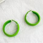 Plain Alloy Hoop Earring 1 Pair - Green - One Size