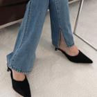 Heeled Pointy Furry Mules