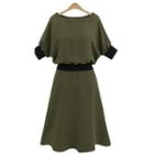 Two-tone Short-sleeve Midi Dress