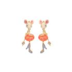 Fashion Cute Plated Gold Mouse Pumpkin Crystal Enamel Earrings With Cubic Zirconia Golden - One Size
