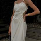 Plain Cut-out Spaghetti Strap Dress