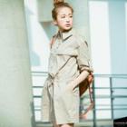 Tab-sleeve Drawstring Shirtdress