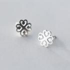 925 Sterling Silver Flower Earrings Silver - One Size