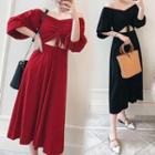 Off-shoulder Drawstring Cutout A-line Dress