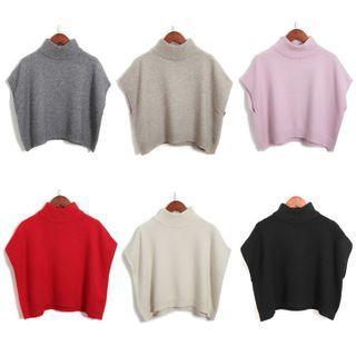Mock-turtleneck Cropped Knit Vest