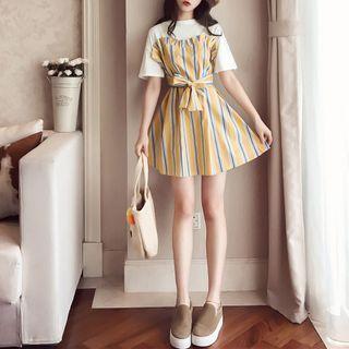 Mock Two-piece Striped Mini Dress