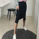 Slit-front Coated Midi Pencil Skirt