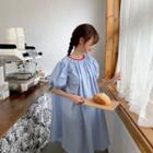Color-block Puff-sleeve Dress