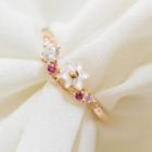 Rhinestone Floral Ring As Shown In Figure - One Size