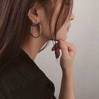 925 Sterling Silver Hoop Earring As Shown In Figure - One Size