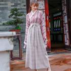 Set: Striped Hanfu Top + Wide Leg Pants