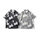 Plaid Panel Print Short-sleeve Shirt