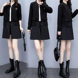 Lettering Panel Button-up Jacket