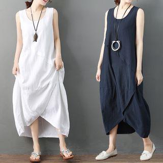 Sleeveless Asymmetric Hem Midi Dress