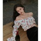 Bell-sleeve Off-shoulder Cherry Blouse
