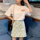 Printed T-shirt / Floral Printed Mini Skirt