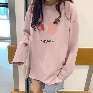 Long-sleeve Peach-print T-shirt