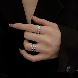 Heart Rhinestone Alloy Open Ring / Wrap Around Alloy Ring Silver - One Size