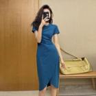 Short-sleeve Slit A-line Dress (various Designs)