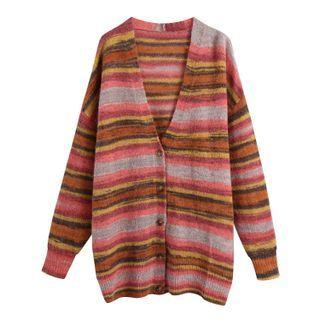 Color Block Striped Long Cardigan
