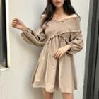 Off-shoulder Cross-strap Shirred Dress