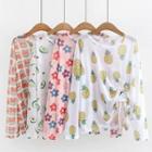 Printed Drawstring Long-sleeve T-shirt (various Designs)