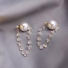Faux Pearl Drop Earring A239 - 1 Pair - Silver Stud - Gold - One Size