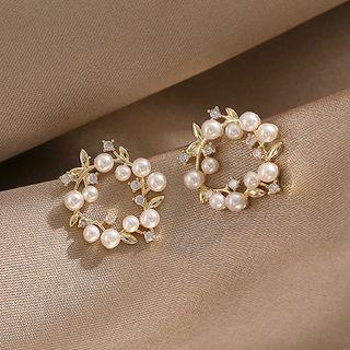 Branches Faux Pearl Rhinestone Earring
