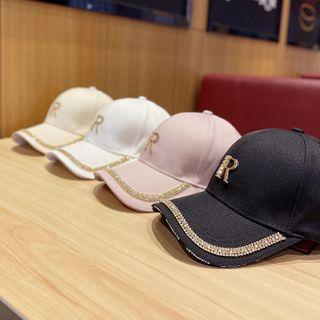 Rhinestone Letter R Baseball Cap