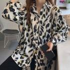 Long-sleeve Leopard Print Shirt Leopard - One Size