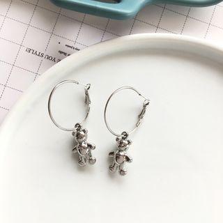 Alloy Bear Dangle Earring 1 Pair - S925 Silver Stud Earrings - Silver - One Size