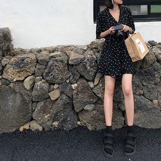 Elbow-sleeve Dotted Playsuit / Jumpsuit