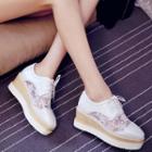 Lace Insert Lace-up Platform Shoes