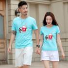 Couple Matching Printed Short-sleeve T-shirt / Drawstring Shorts / Cropped Sweatpants